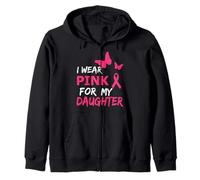 I Wear Pink for My Daughter Butterfly & Ribbon Breast Cancer Sweat à Capuche