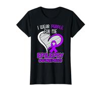 I Wear Purple for Me Epileptic Seizure Epilepsy Sensibilisation à l'épilepsie T-Shirt Graphique avec Valeur, Femme, Noir, L