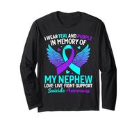 I Wear Teal and Purple for My Neveu Suicide Prevention Manche Longue