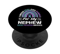 I Wear Teal and Purple for My Neveu Suicide Prevention PopSockets PopGrip Adhésif