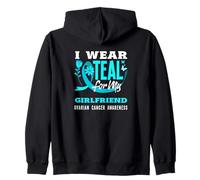 I Wear Teal for My Girlfriend Sensibilisation au Cancer de l'ovaire Sweat à Capuche