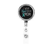 I Wear Teal for My Mom Ovarian Cancer Awareness Porte-badge rétractable Reel Clip Id Card Holder forNurse Student Office Worker
