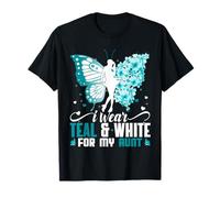 I Wear Teal & White for My Aunt Papillon Cancer du col utérin T-Shirt