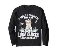 « I Wear White for Me Lung Cancer Awareness Alpaga Warrior » Manche Longue