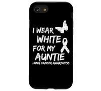 I Wear White for My Auntie Lung Cancer Awareness Ribbon Coque pour iPhone SE (2020) / 7/8
