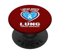I Wear White for My Neveu Lung Cancer Awareness PopSockets PopGrip Adhésif