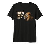 I Will Fear No Evil for Thou Art with Me - Psalms 23:4 Lion T-Shirt Haut de Gamme