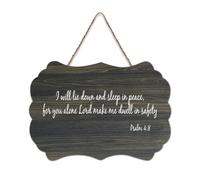 I Will Lie Down And Sleep in Peace for You Alone Lord Make Me Dwell in Safety Psaum 4:8 Plaque murale en bois rustique Décoration murale 15,2 x 25,4 cm
