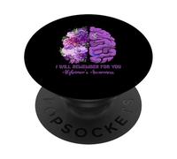 I Will Remember for You Brain Alzheimer's Awareness Violet PopSockets PopGrip Adhésif