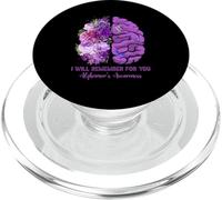 I Will Remember for You Brain Alzheimer's Awareness Violet PopSockets PopGrip pour MagSafe