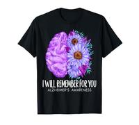I Will Remember for You Purple Flower Alzheimers Awareness T-Shirt