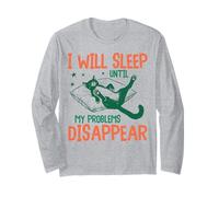 I Will Sleep Until My Problems Disappear Funny Cat Graphic Manche Longue