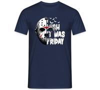 I Wish It was Friday - Design emblématique d'horreur avec masque de hockey sur glace au look slasher, motif parfait pour Halloween et les fans du vendredi 13e T-shirt pour homme, Bleu marine, XL