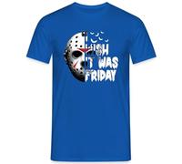 I Wish It was Friday - Design emblématique d'horreur avec masque de hockey sur glace au look slasher, motif parfait pour Halloween et les fans du vendredi 13e T-shirt pour homme, bleu, L