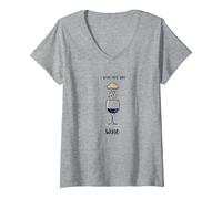 I Wish This Was Wine - Art Amusant pour Les Amateurs de vin T-Shirt avec Col en V, Femme, Gris Chiné, M