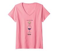 I Wish This Was Wine - Art Amusant pour Les Amateurs de vin T-Shirt avec Col en V, Femme, Rose, XL