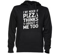 I Wonder If Pizza Thinks About Me Too Noir Sweat À Capuche Sweat-Shirt Jersey Unisexe Homme Femme Black Unisex Hoodie