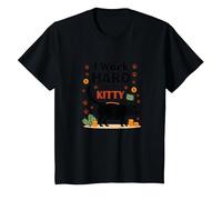 I Work Hard for The Kitty - Humour Amoureux des Chats T-Shirt, Enfant, Noir, 6 Ans