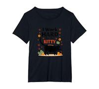 I Work Hard for The Kitty - Humour Amoureux des Chats T-Shirt, Femme Grandes Tailles, Noir, 6X