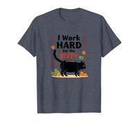 I Work Hard for The Kitty - Humour Amoureux des Chats T-Shirt, Homme, Bleu Chiné, 5XL