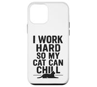 I Work Hard So My Cat Can Chill. Style vintage. Coque pour iPhone 12 mini