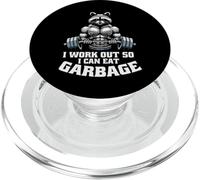 I Work Out So I Can Eat Garbage Raccoon Gym Bodybuilding PopSockets PopGrip pour MagSafe
