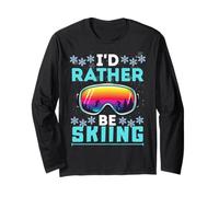 I Would Rather Be Skiing Vintage Ski Lover Sports d'hiver Manche Longue