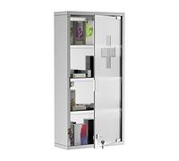 I0I&I0I Armoire à pharmacie en acier inoxydable verrouillable - Armoire à pharmacie avec serrure et verre de sécurité - Pour médicaments et pharmacie - 30 x 12 x 60 cm (l x P x H)