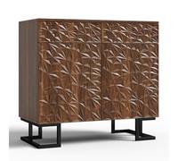 I0I&I0I Buffet avec lit à feuilles - Commode aspect noyer avec 2 portes et 2 tiroirs - Pieds en métal - Push to Open - Armoire d'appoint pour salon, couloir et salle à manger (l 80 × 40 × 78 cm)