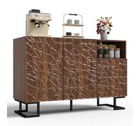 I0I&I0I Buffet avec lit à feuilles - Commode aspect noyer avec 2 portes et 2 tiroirs - Pieds en métal - Push to Open - Armoire d'appoint pour salon, couloir et salle à manger (120 x 40 x 78,5 cm)