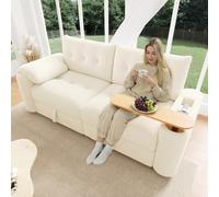 I0I&I0I Canapé rembourré, moderne, 2 places, en tissu chenille, avec coussins épais, meuble de salon et de chambre à coucher, pour appartement, salon et détente, beige + ourson + 2 places