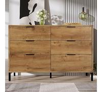 I0I&I0I Commode à 6 tiroirs en chêne foncé - Buffet haut de qualité supérieure pour chambre à coucher et salon - 120 x 40 x 83 cm