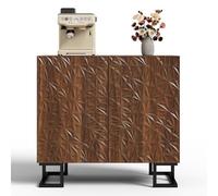 I0I&I0I Commode aspect noyer avec 2 portes et 0 tiroirs - Pieds en métal - Push to Open - Armoire d'appoint pour salon, couloir et salle à manger (A 80 x 40 x 78 cm)