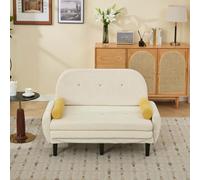 I0I&I0I Cord Loveseat Canapé, noir, pour salon, lit de jour et fauteuil de relaxation, avec espace de rangement, pour les petites pièces (ivoire, Corduroy, mousse, fer, plastique, mousse, 2 sièges)