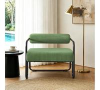 I0I&I0I Fauteuil de salon moderne avec housse en velours côtelé - Fauteuil rembourré confortable avec structure en métal pour salon, chambre à coucher et bureau (vert + velours côtelé + moderne)