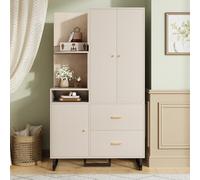 I0I&I0I Garde-robe compacte pour couloir - Meuble vestiaire moderne avec panneaux rembourrés, portes à fermeture douce et concept d'espace de rangement élégant (beige)