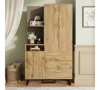 I0I&I0I Garde-robe compacte pour couloir - Meuble vestiaire moderne avec panneaux rembourrés, portes à fermeture douce et concept d'espace de rangement élégant (naturel)