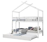 I0I&I0I Lit superposé pour enfant, avec lit supplémentaire, peu encombrant, pour frères et sœurs et invités de nuit, avec possibilité de montage flexible (blanc)