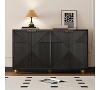 I0I&I0I Meuble de rangement - Buffet avec étagères réglables et façade artistique - Construction robuste en MDF pour un rangement durable dans le salon et le couloir (noir)