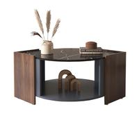 I0I&I0I Table basse, design élégant en marbre et noyer, table de salon - Couleurs contrastées (noir et bois)