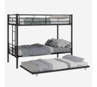 I0I&I0I Twin Over Twin Lit superposé en métal très résistant Lit superposé en acier robuste pour enfants et adultes avec une grande stabilité (noir)