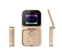 I16 Pro Téléphone Portable Pliable À Rabat, Téléphone Portable pour Senior, avec Un Grand Bouton, Carte 2sim, Cadeau Fête des Pères/Fête des Mères, Facile à Utiliser(Color:Or)