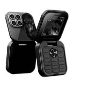 i17Pro 2G Mini Téléphone Portable Mobile Flip 1000mAh-GSM850/900/1800/1900 -2 cartes SIM-63X63X18.8mm (L×W×H)-noir