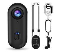 i3 Caméra d'action 4K avec pouce, petite taille, à monter n'importe où, petite caméra corporelle avec clip à ressort, caméra de vlogging portable, enregistrement POV mains libres, caméra casque pour