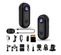 i3 Petite caméra POV 4K avec kit d'accessoires d'enregistrement audio et vidéo, taille du pouce, mini caméra d'action portable pour sport, ski, vlogging, casque de moto (avec carte de 64 Go)