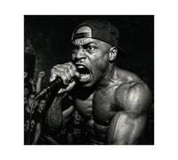 IADNG Impression sur toile Rough-and-ready - Motif rap noir et blanc - 30 x 30 cm