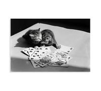 IADNG Poster sur toile Motif chaton et cartes 50 x 75 cm