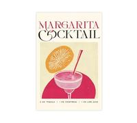 IAGHRT Poster vintage sur toile recette de cocktail margarita pour décoration de chambre à coucher, bureau, chambre, cadeau (60 x 90 cm)