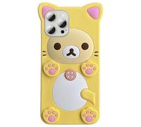 IAIYOXI Coque de protection amusante, kawaii et tendance en silicone et TPU souple en forme d’un ourson mignon de style dessin animé 3D, pour enfants, filles et femmes, pour iPhone 14 Plus, jaune