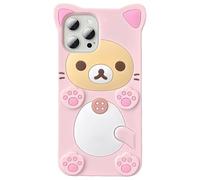 IAIYOXI Coque de téléphone pour iPhone 16 Motif Ours Mignon 3D Dessin animé Mode et Élégant Motif Ours Rose Drôle Design Coque de Protection en TPU Souple Coque de Protection en Silicone pour Femmes